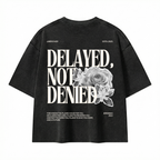Delayed Not Denied Waffle Boxy Tee - Black - Back