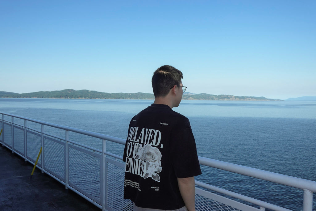 Delayed Not Denied Waffle Boxy Tee - Black