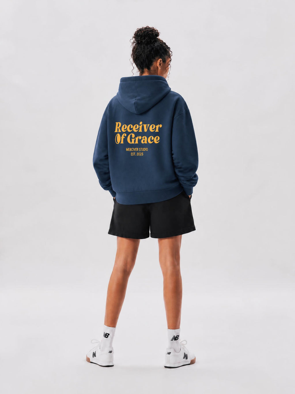 Receiver of Grace Oversized Fleece Hoodie - Navy Blue