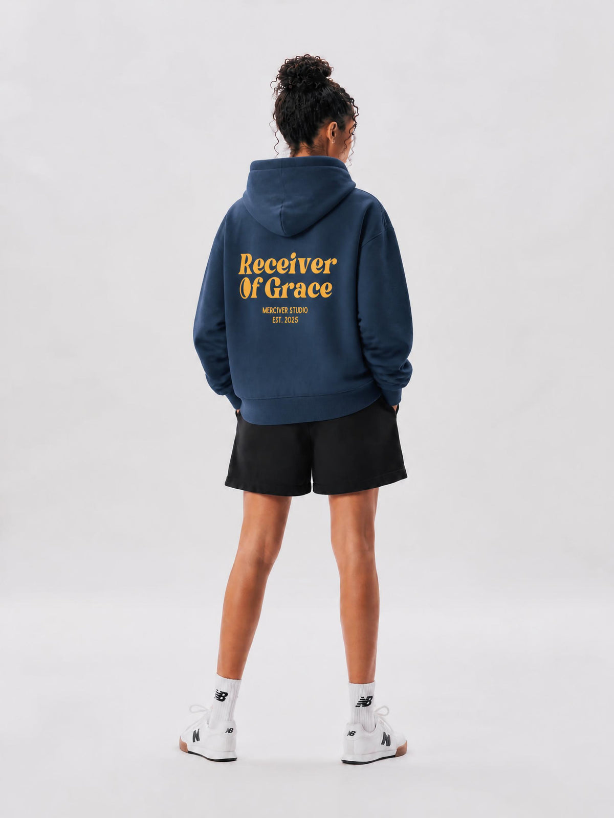Receiver of Grace Oversized Fleece Hoodie - Navy Blue