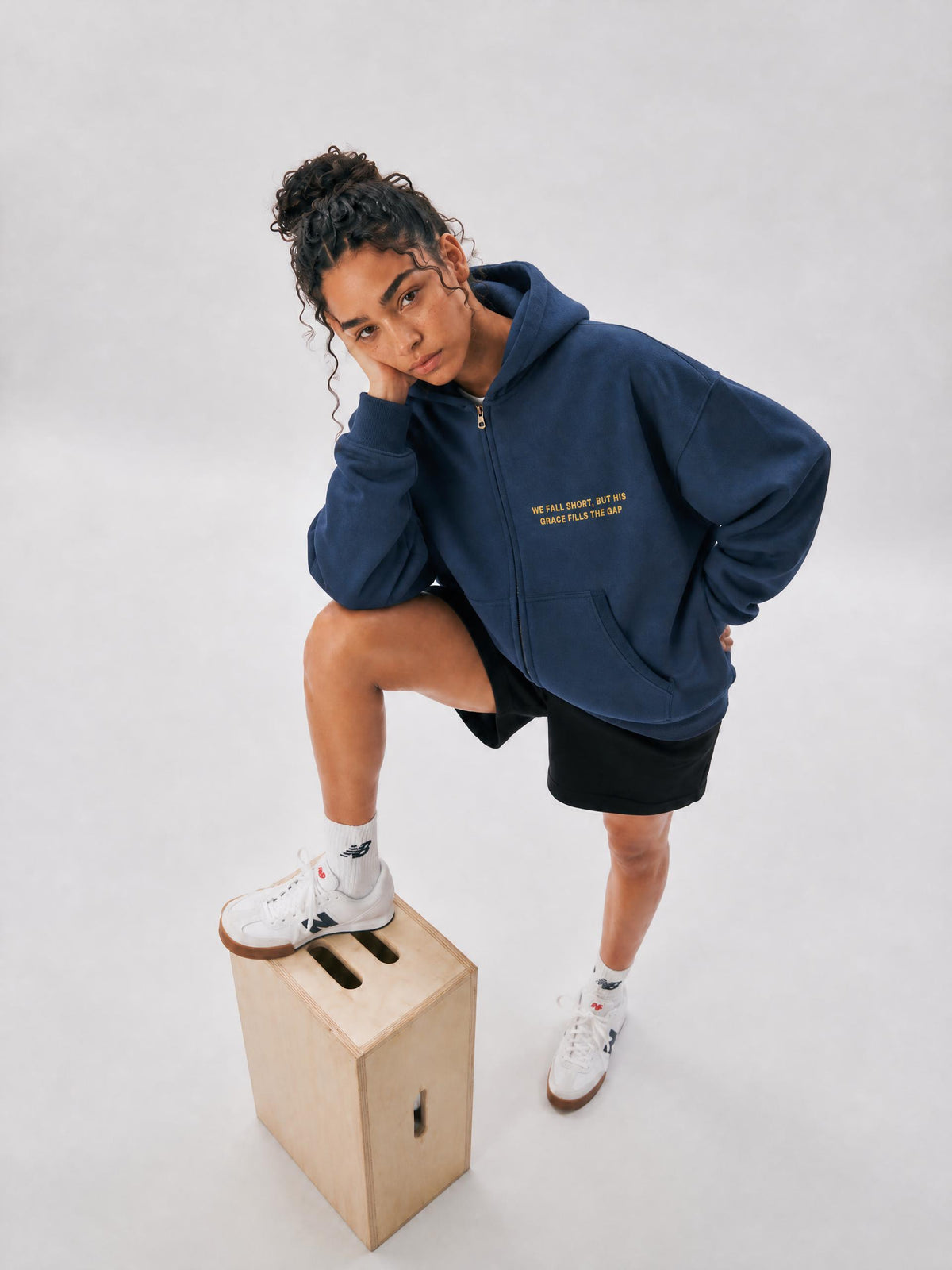 Receiver of Grace Oversized Fleece Hoodie - Navy Blue