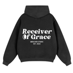 Receiver of Grace Washed Zip Hoodie - Black - Back