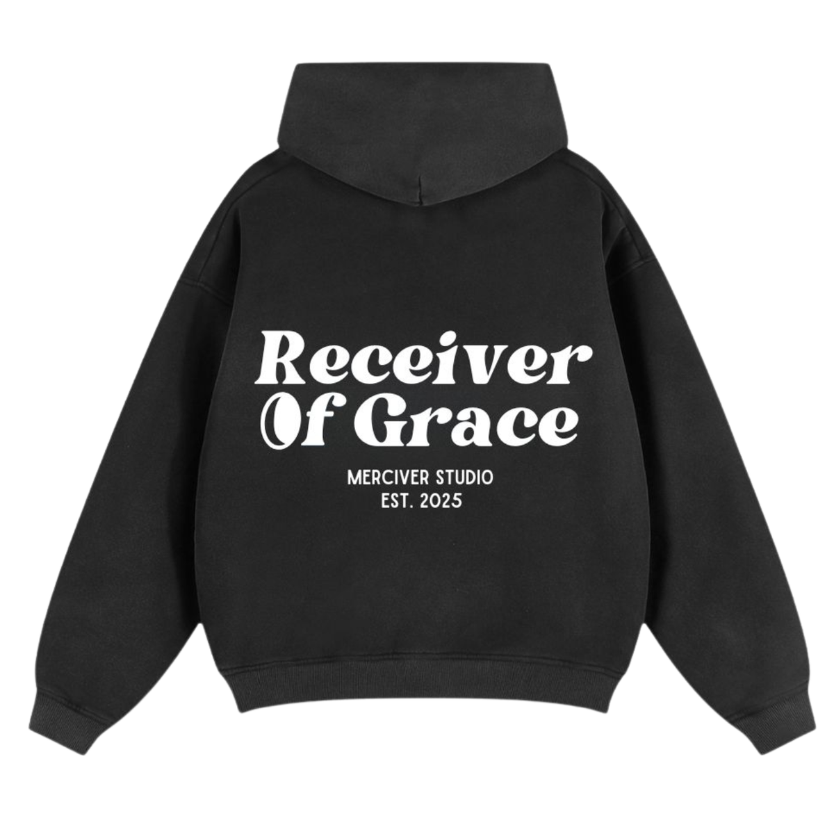 Receiver of Grace Washed Zip Hoodie - Black - Back