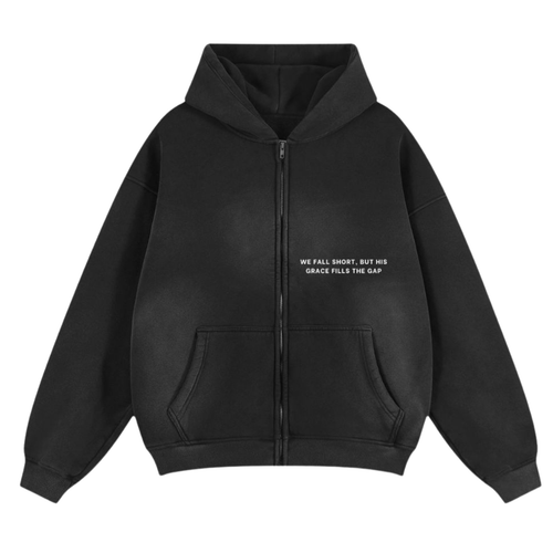 Receiver of Grace Washed Zip Hoodie - Black - Front